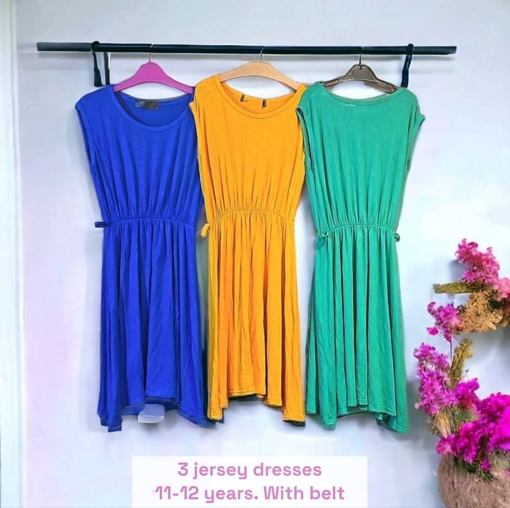 3 girls' summer dresses 11-12 yrs girl bundle, stretch will fit younger / older - Picture 1 of 12